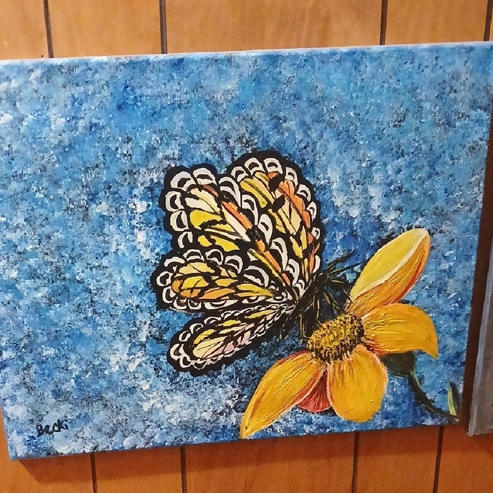 Blue and Yellow Butterfly Art Canvas